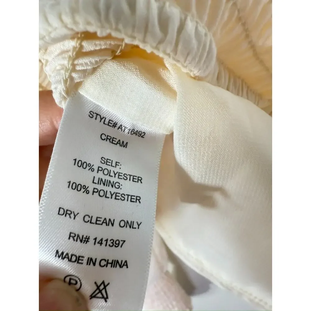 ASTR The Label Top Women XS Cream Puff Sleeve Square Neck Ruched Stirring Preppy